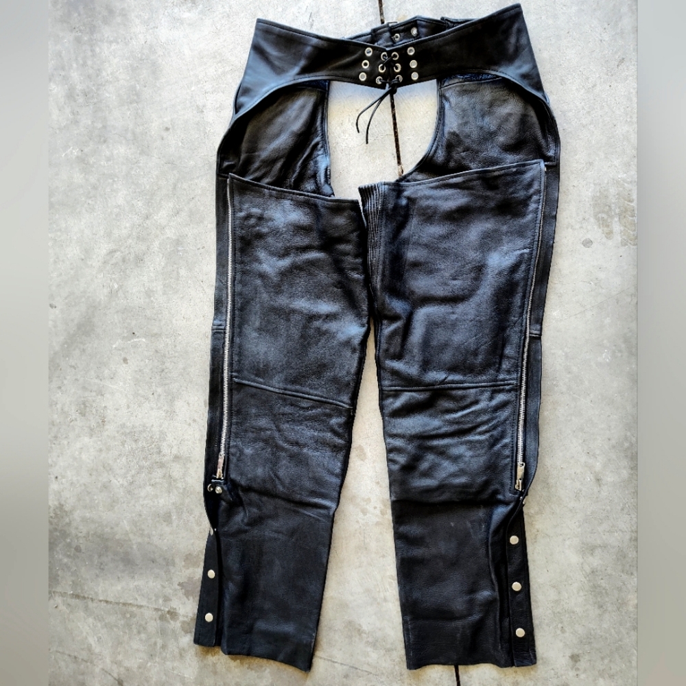 IK Black Genuine Leather Chaps